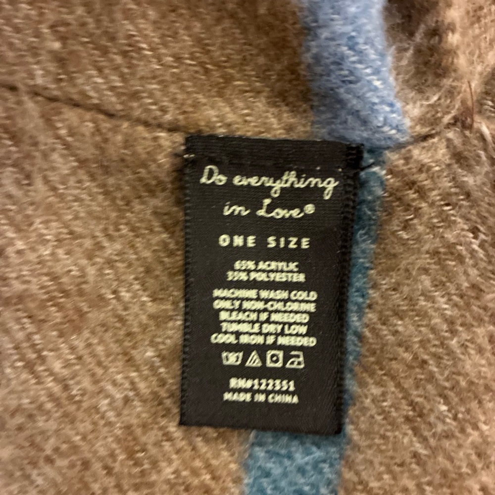Do Everything in Love Brown with Colorful Plaid Open Front Poncho - Picture 2 of 6